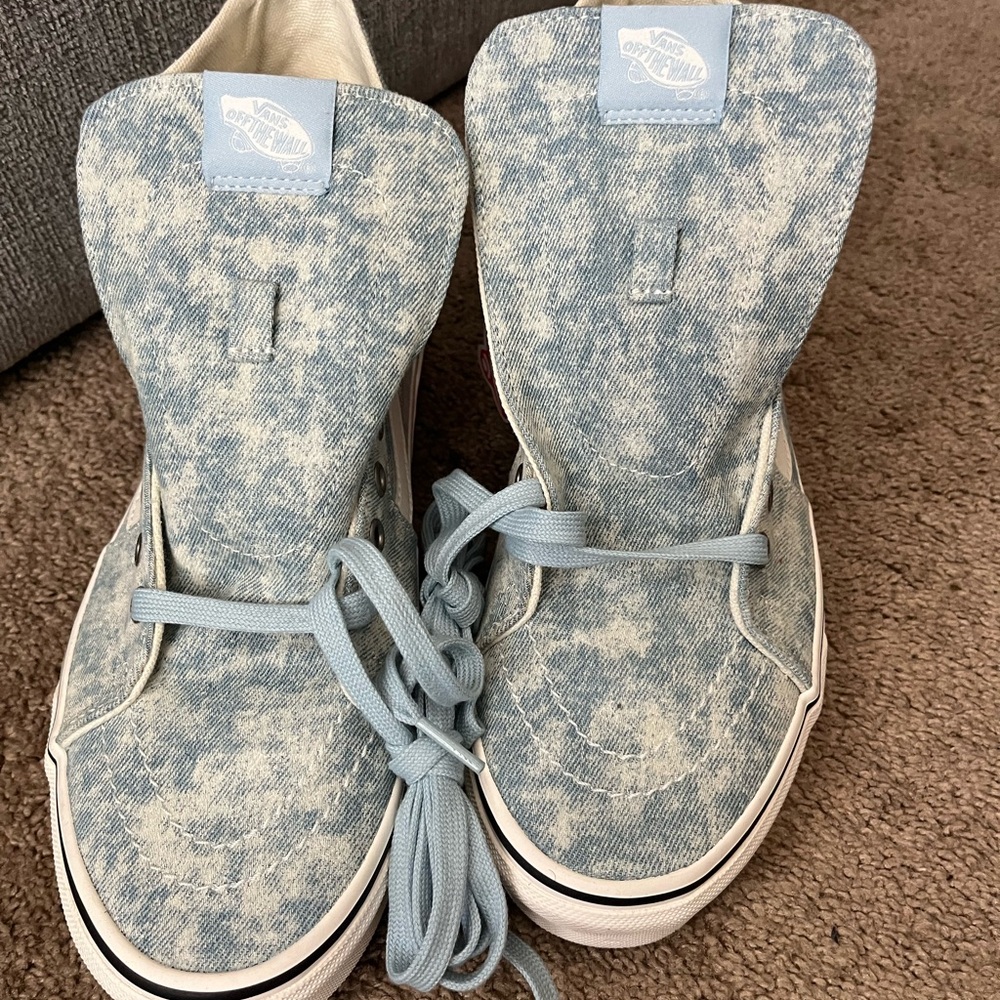 Vans Light Blue Acid-Wash Low-Top Sneakers